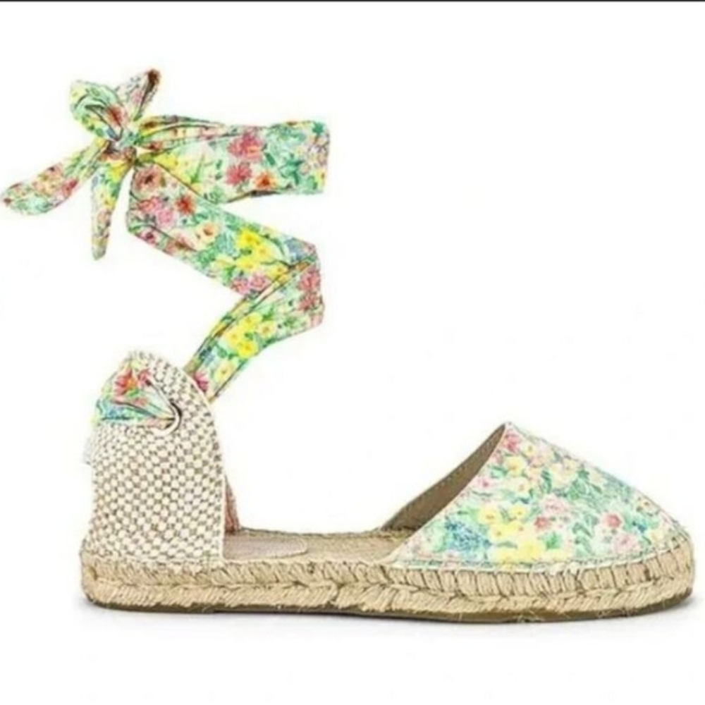 LoveShackFancy x Manebi Floral Suede Espadrille Flats with Ankle Tie Size 38 (7)